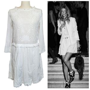 Zadig & Voltaire Deluxe Rex Broderie Embroidery White Eyelet Floral Mini Dress S